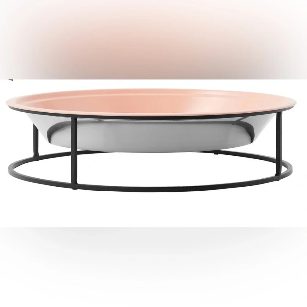 Elevated stainless steel 18-Cup Pet water/food Bowl-Peach with Black Stand. NWT.